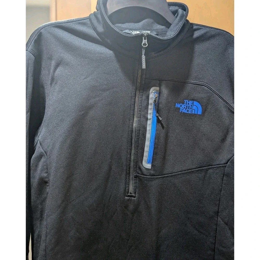 The North Face Canyonlands 1/2 Zip Pullover‎ Jacket Men's Large Black Blue Logo